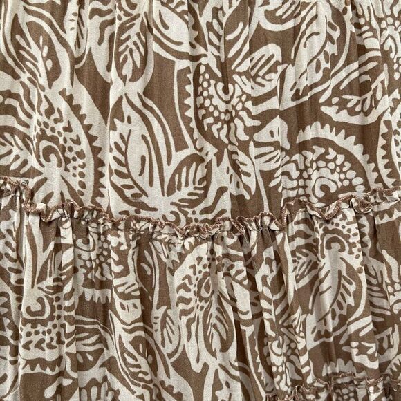 Modern Images Floral Paisley Tiered Skirt Tan Pull-On M Petite Pleated Flowy - Picture 8 of 11